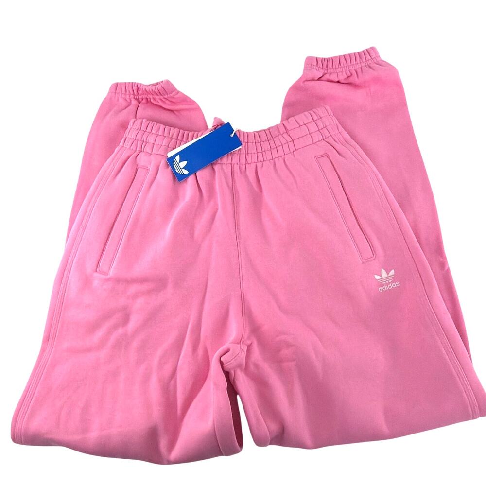Adidas Pink Glow Essentials Oversized Fleece Loose Hoodie Jogger Set Size S - Picture 6 of 11